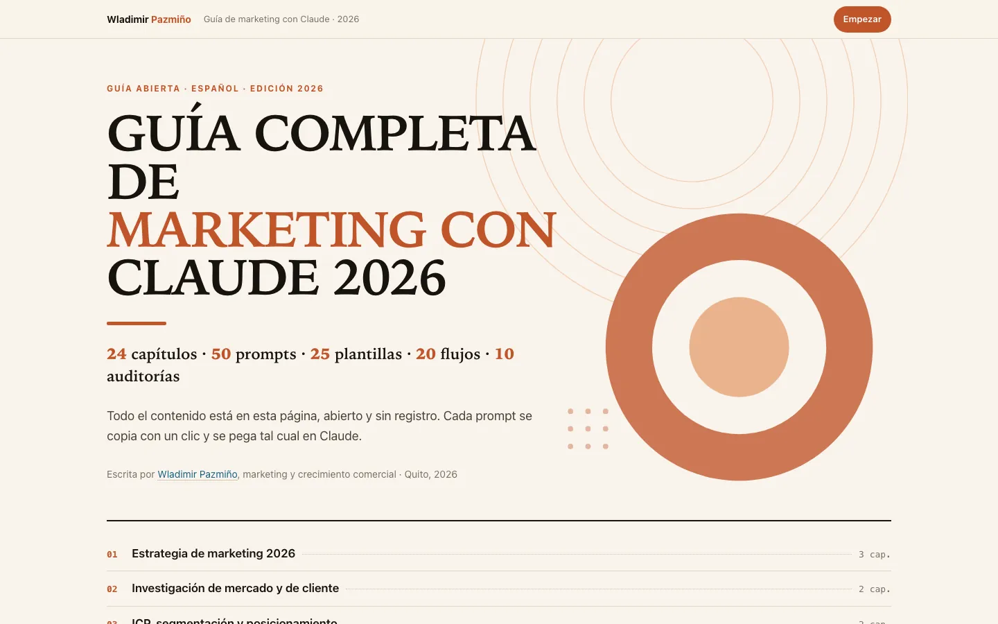 Marketing with Claude 2026 website, home page