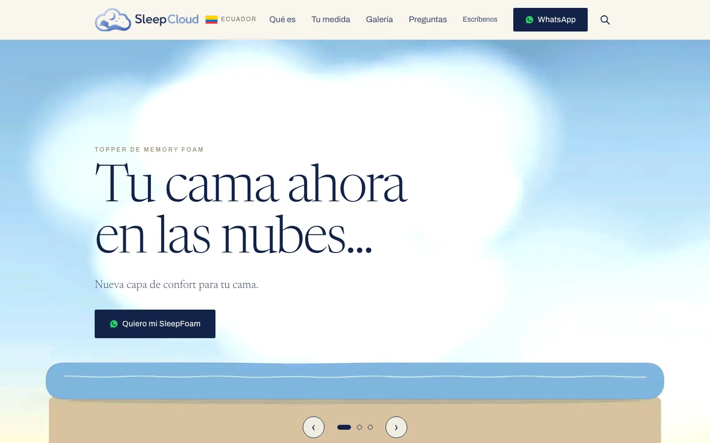 SleepCloud website, home page